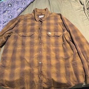 Carhartt Brown Plaid Button-Up Shirt
